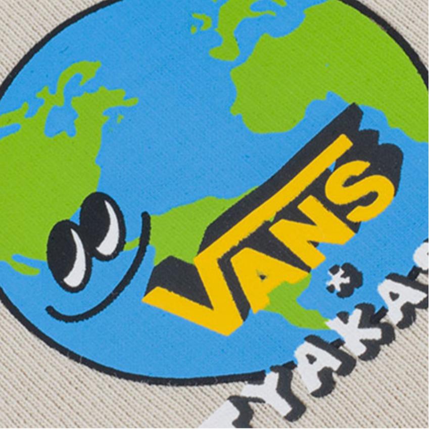 Vans Artist Collaboration Abstract Letter Print Round Neck Long Sleeve T-Shirt Unisex Tops Oatmeal VN0A7TPX2N1