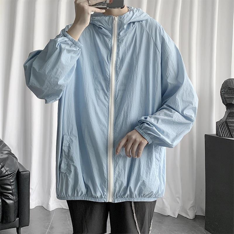 

Men s Solid Colour UV Hooded Sun Protection Casual Jacket Outdoor Hiking Fishing Jacket 3XL синій