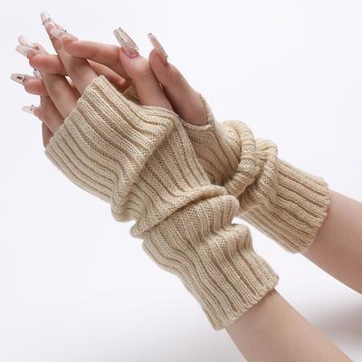 Knitted Long Fingerless Mittens Winter Glove Women Men Arm Warmer Gloves Crochet Half Finger Fashion Stretchy Wrist Arm Sleeves
