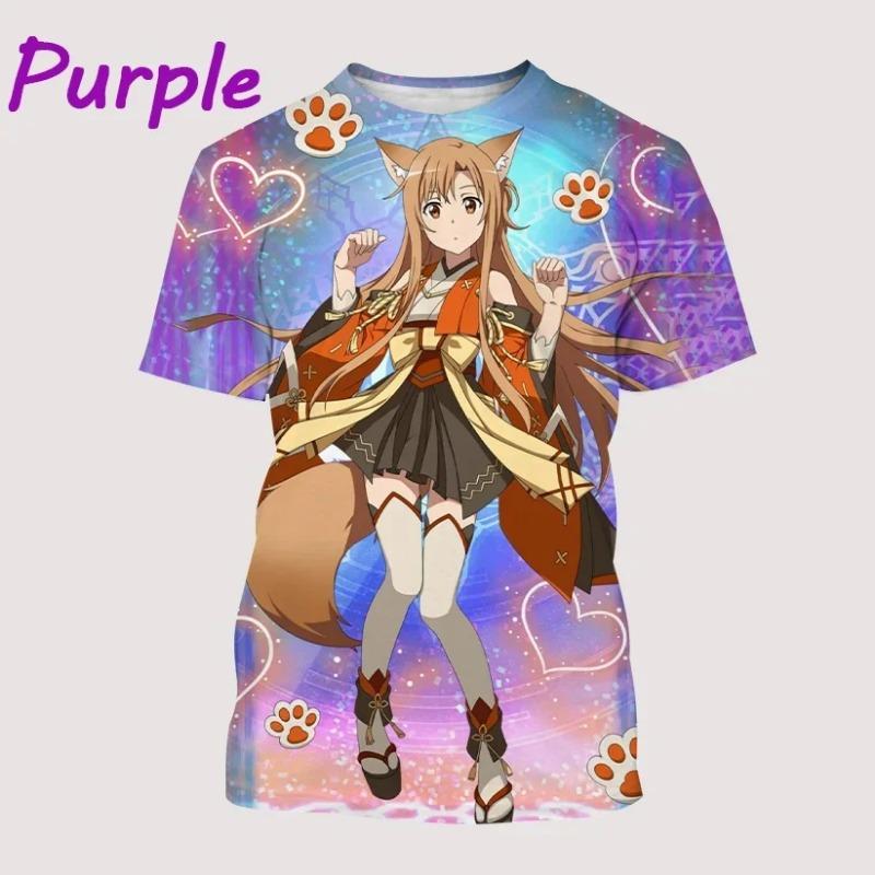 Summer Anime SAO T-Shirt Sword Art Online 3D Printed T-Shirt Harajuku Unisex Casual T-Shirt