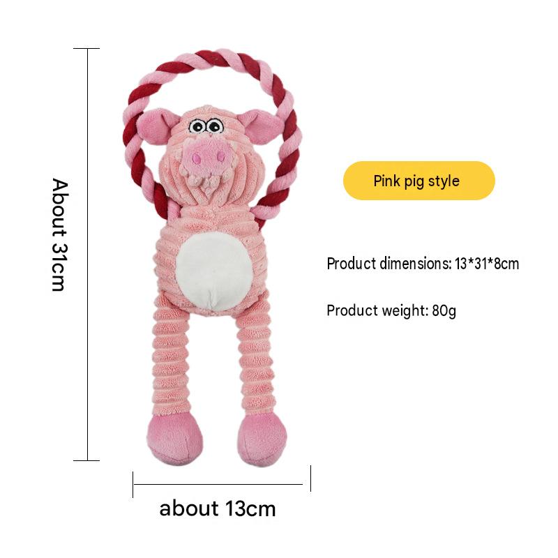 Blue Bear Monkey Pet Toy, Durable Chew Toy with Squeaker, Cotton Rope for Interactive Play, Tough Plush Dog Toy