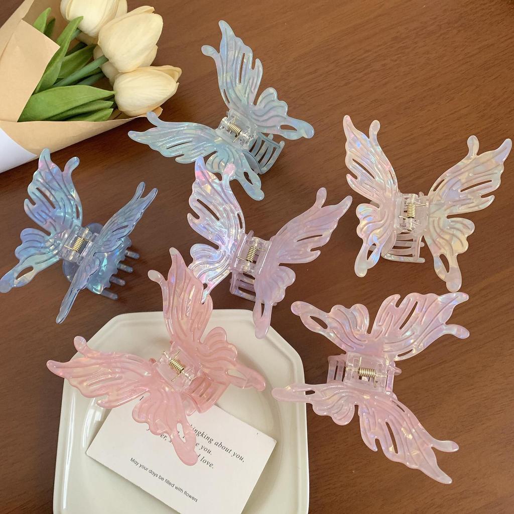 Summer French Butterfly Hair Clips Sweet Hair Claw Clip Cute Fairy Shark Clip Hairgrip Girls Ponytail Holder Hair Accessories