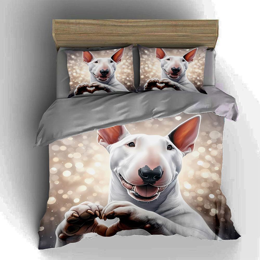 Smiling dog portrait Bedding Duvet cover sets Duvet covers Pillowcases gifts (1 * Duvet Cover 2 * Pillowcases, without duvet insert)