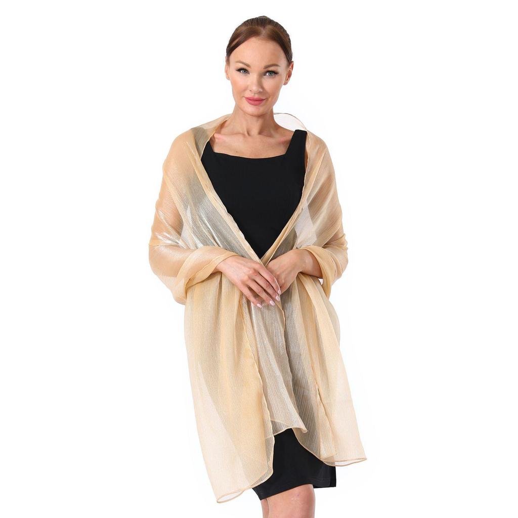 Banquet Evening Gown with Pearlescent Gauze Shawl for Brides, Bridesmaids, and Mothers