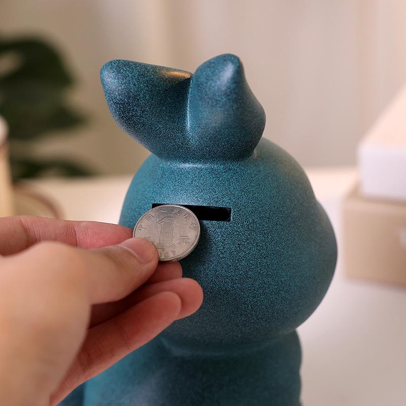 Cute Zodiac Rabbit Piggy Bank Resin Home Decor & Gift