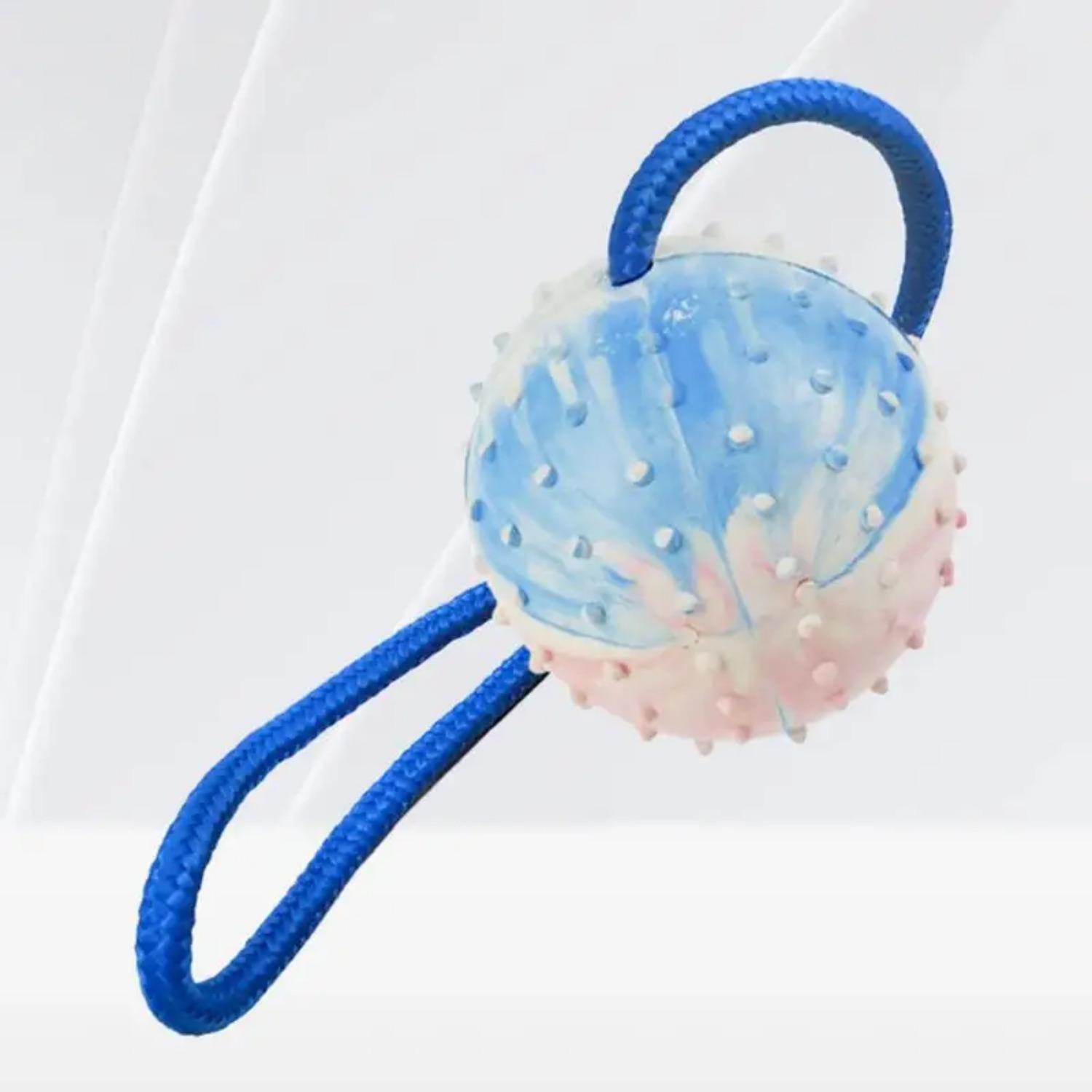 

ATUBAN Dog Toy Training Ball on Rope Heavy- Natural Rubber Reward & Tug Toy with Nylon Throw Handle – Sport Working Dogs Fetch белый