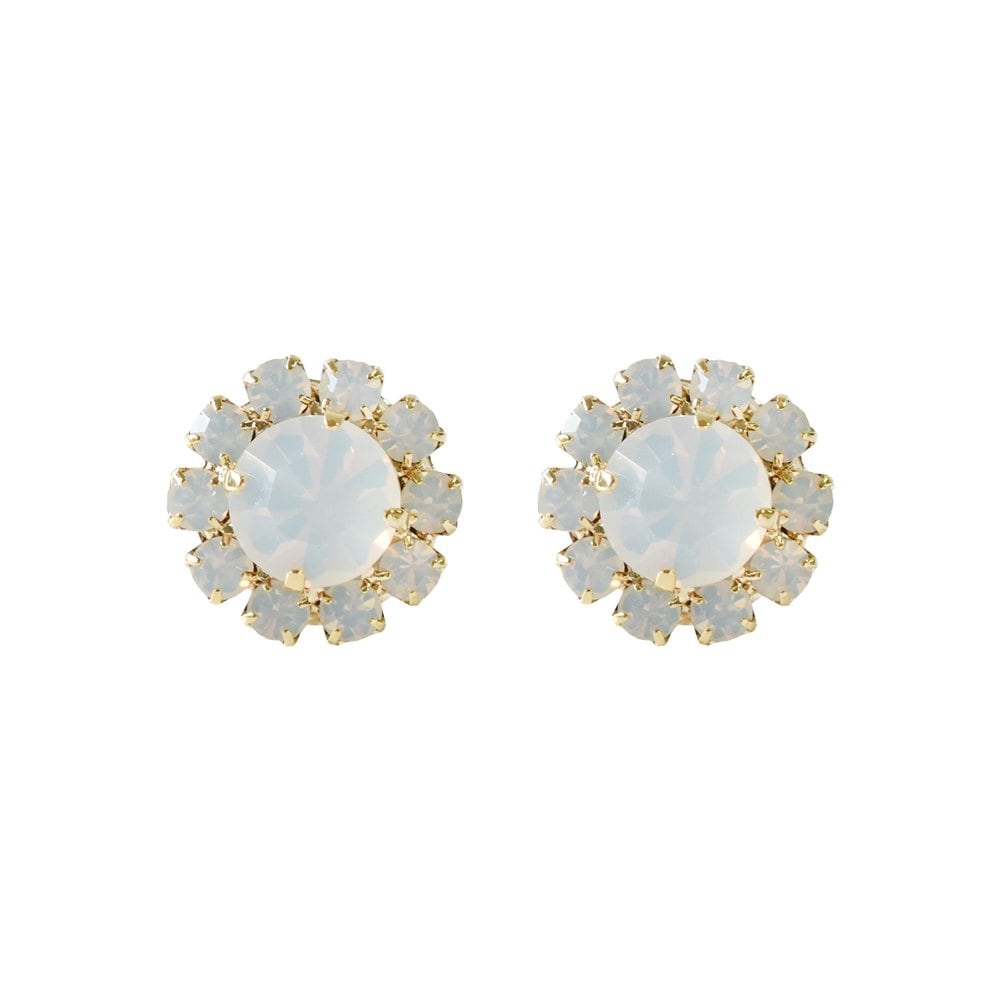 [Celebrity Wear] White Opal Flower Earrings