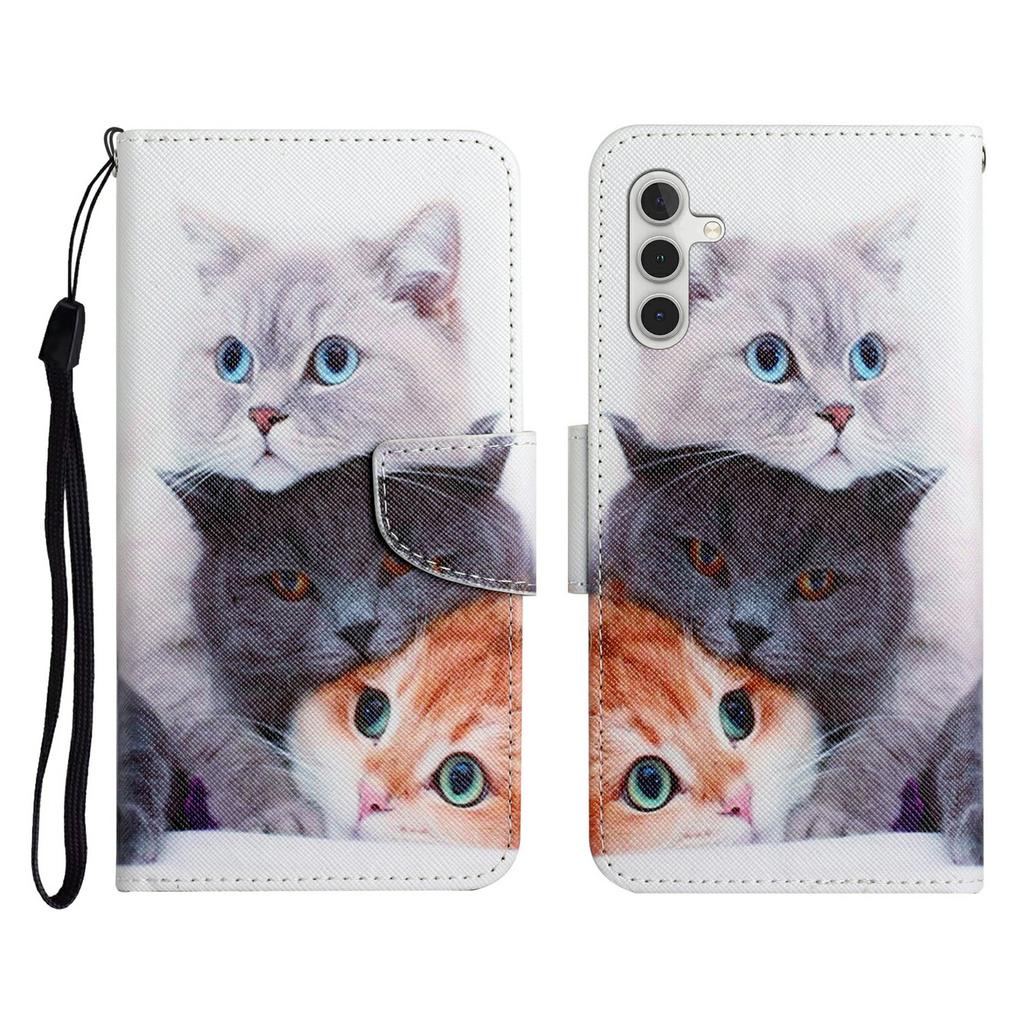 For Samsung Galaxy S25 FE Case Pattern Printing Protective Leather Folio Phone Cover with Wrist Strap