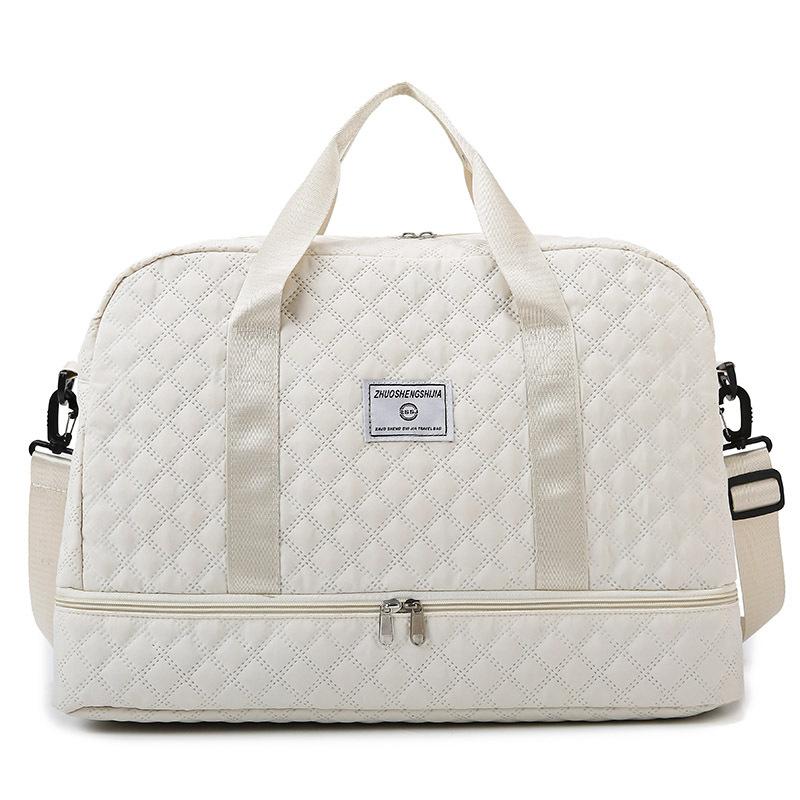 Lightweight Diamond Patterned Bag Large Capacity Travel Luggage Portable Suitable Short Long Distance Travel Fitness Storage Bag