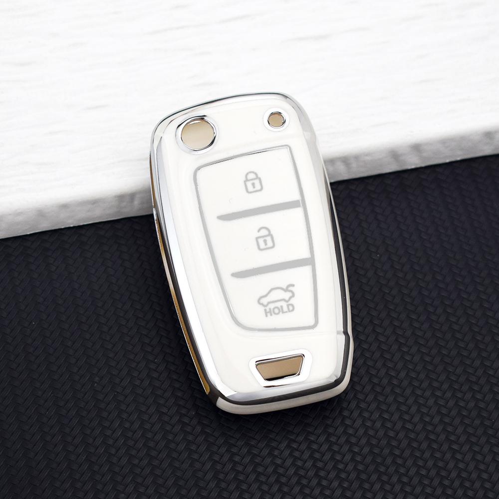 3/4 Button TPU Car Flip Key Case Cover Fob for Hyundai Elantra Tucson KONA I30 Santa Fe Solaris Genesis Azera I40 I35 Key Chains