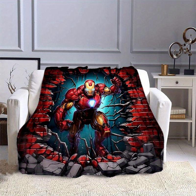 1pc Iron Man Printing Blanket - Soft, All-Season Throw for Living Room, Bedroom,Personalized Gift with Adorable Cartoon Design