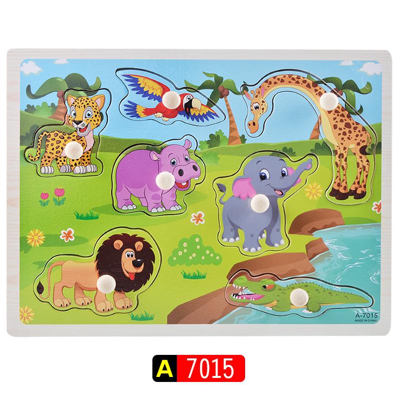 Wooden 3D Educational Grasping Board & Puzzle for Children: Animal & Fruit Theme Cognitive Toy