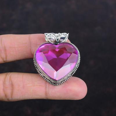Ciondolo in Tormalina Rosa Sfaccettata Ciondolo Vintage Fatto a Mano Ciondolo con Pietra Preziosa Ciondolo in Argento Sterling 925 Gioielli in Tormalina Rosa Regali per la Moglie