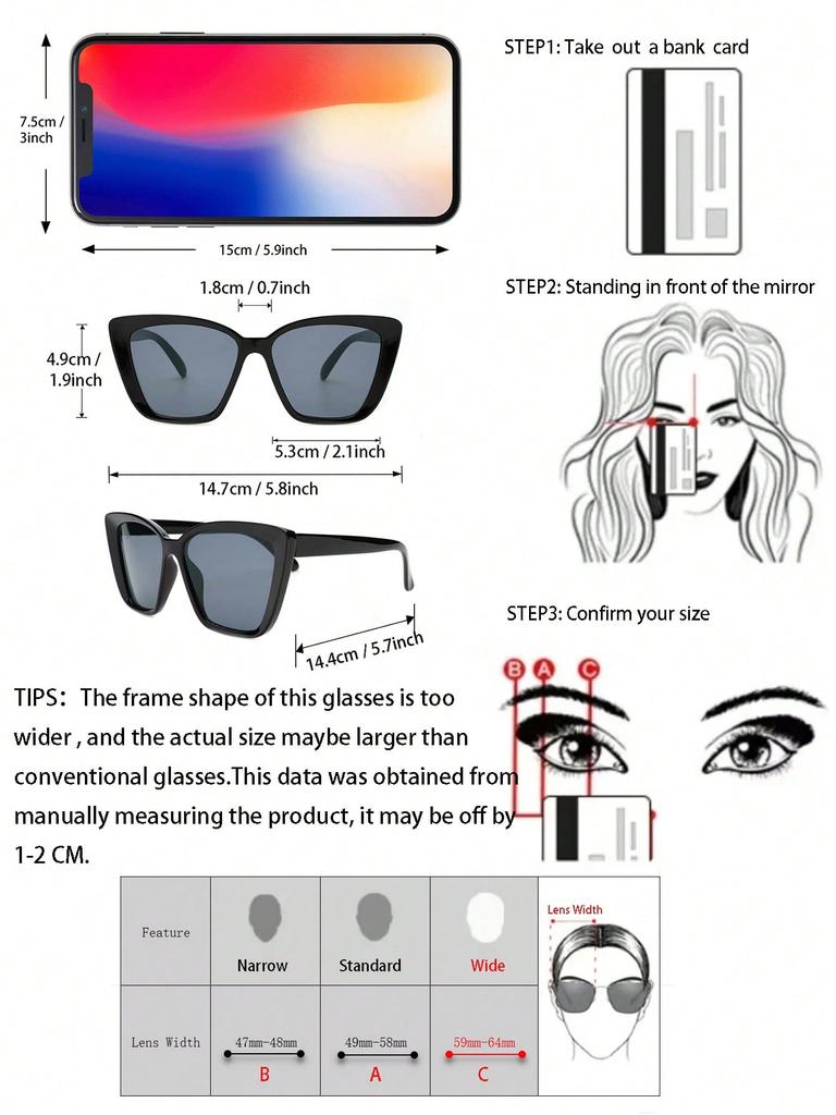 1/2PCS Fashion Y2K Cat Eye Plastic Frame Women Sunglasses For Men Daily Life Shades Eyewear Accessories.