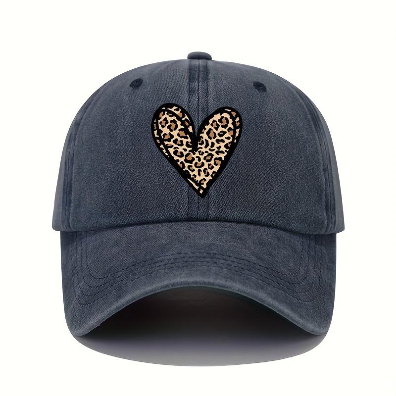 Valentine's Day Leopard Print Heart Print Retro Lightweight Washable Adjustable Baseball Cap Women's Sun Hat