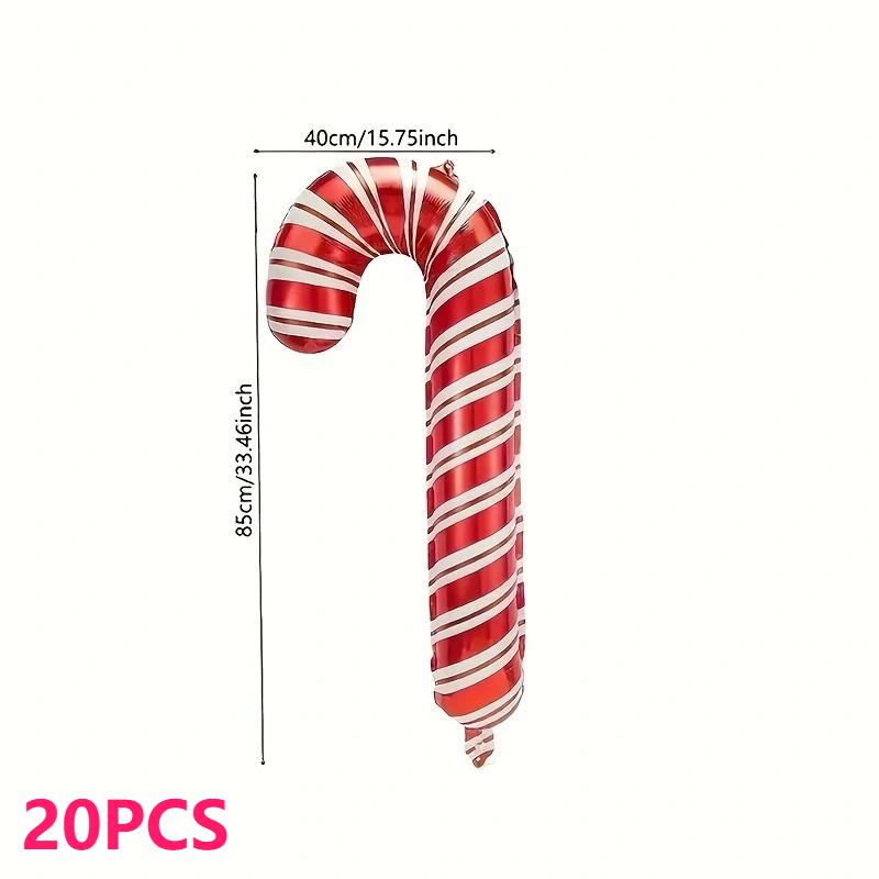 

20pcs Extra Large 80cm/32inch Red White Striped Candy Bar Balloons Christmas Party Decorations Suitable for Christmas Trees 2026 85x40cm