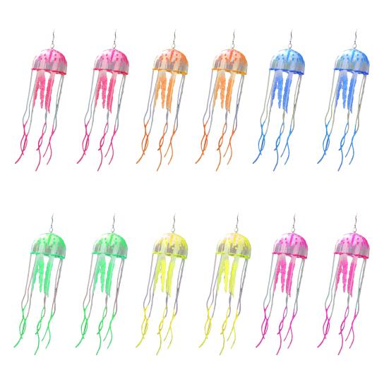1 Pair Holiday Earrings Jellyfish-shaped Fine Exquisite Silicone Chic Flowy Bright Color Long for Club