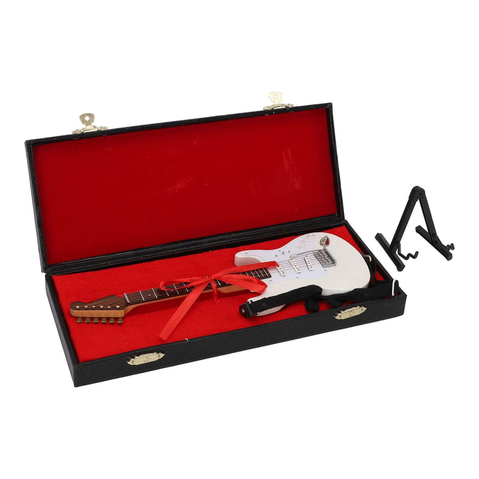 

24 см белая микро электрогитара модель деревянная гитара декор с кронштейном и коробкой для хранения домашний декор