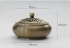 Ansimple Incense Burner Incense Incense Burner Plate Incense Holder Round Incense Burner Copper Incense Burner Copperware Antique Style with Lid