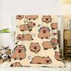 1 Cute Music Listening Capybara Flannel Blanket - Soft and Comfortable Modern Design for Sofa, Office, Travel