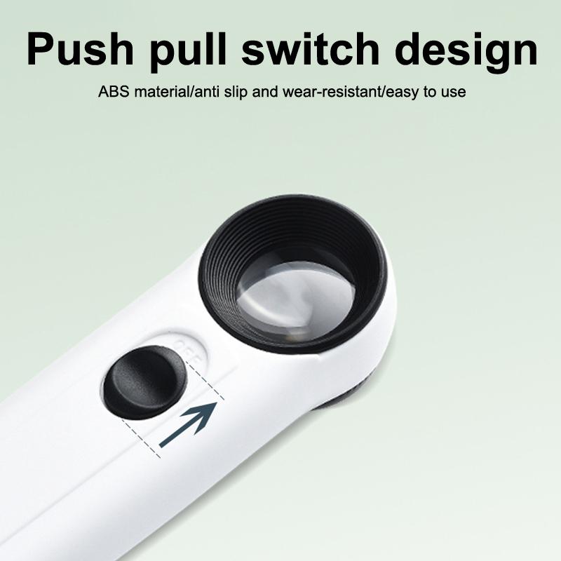 40X Handlupe mit zwei LED-Leuchten Identifikation Schmuck Diamant Jade Spiegel HD Lupe