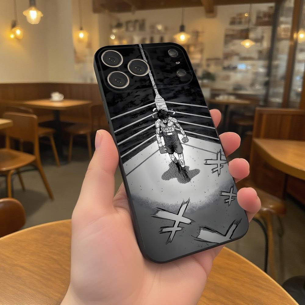 Boxing H-Hajime no Ippo Phone Case For iPhone 17,16,15,14,13,12,11,Pro,XS,Max,XR,Plus,E,SE4,Mini Black Soft Cover