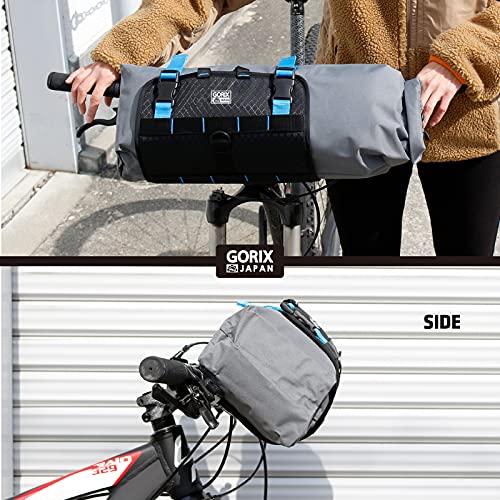 GORIX GX-6408 Waterproof Handlebar Bag [Large Capacity, Removable Storage Bag, Easy Installation] Rain Protection Stretchable Front Bag