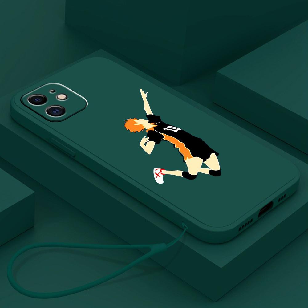 N69 Anime Haikyuu X Reader Art with Lanyard Silicone Straight Edge Phone Cases for Xiaomi Poco X5 Redmi Note 13 Pro 12C Realme Huawei Shockproof Cover