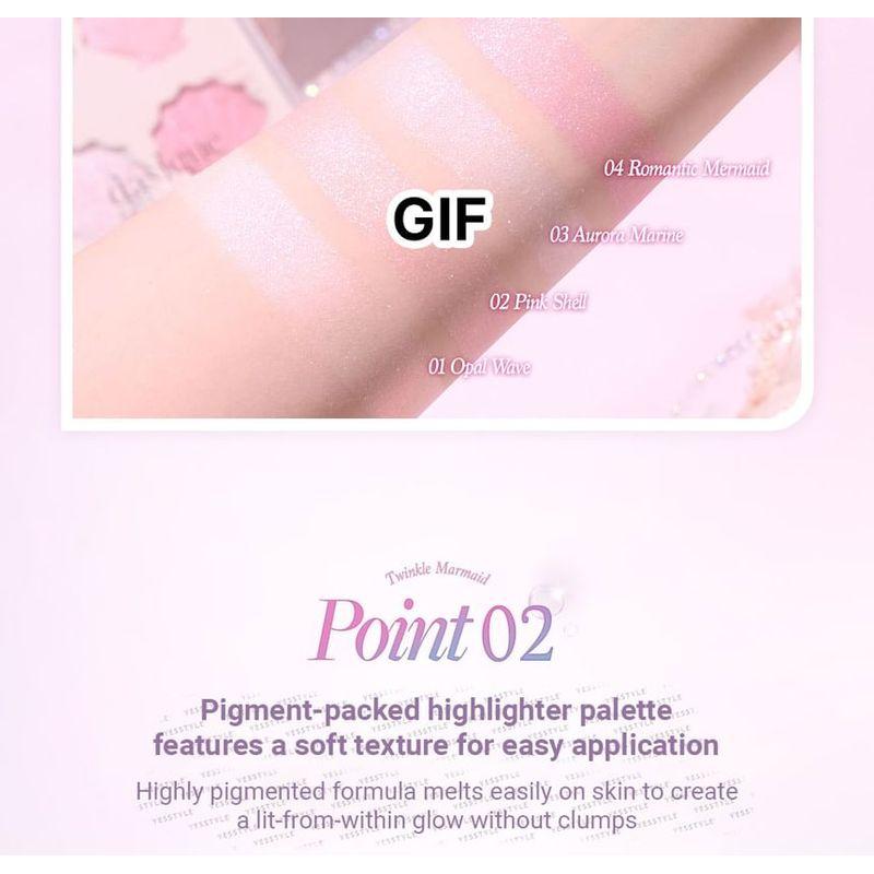 DASIQUE Shine Glowy Highlighter Palette Twinkle Mermaid Collection