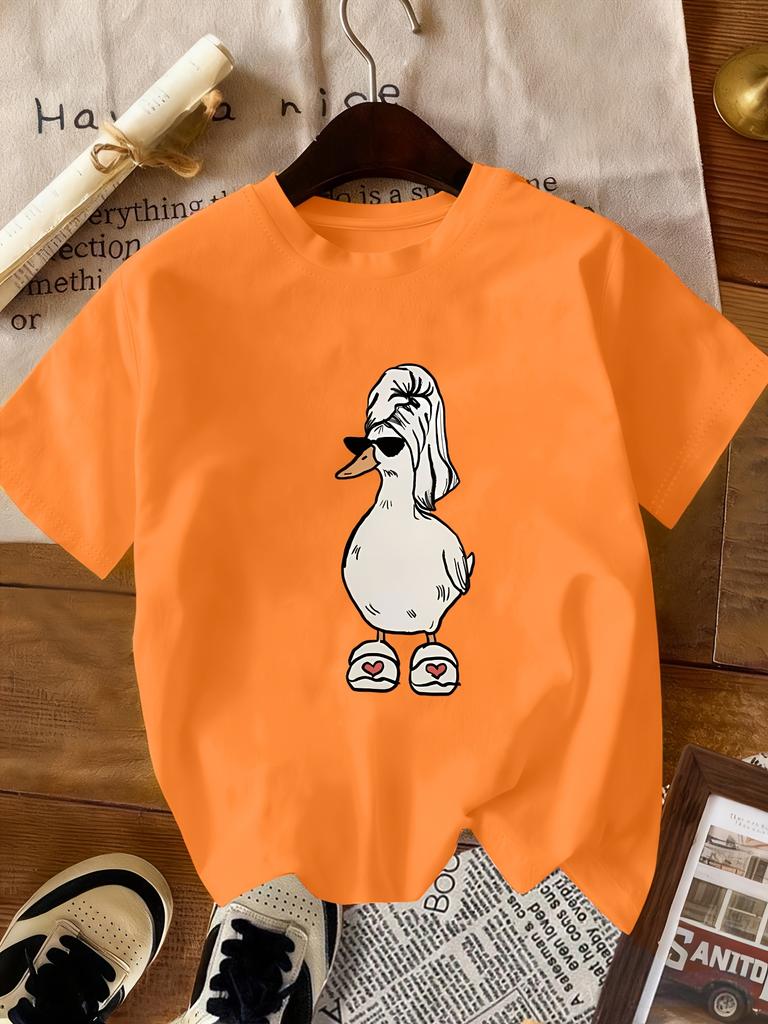 2026 Summer New Silly Goose Pattern Tshirt Womens Round Neck Animal Print Fashion Summer Short Sleeve Summer Casual Tshirt