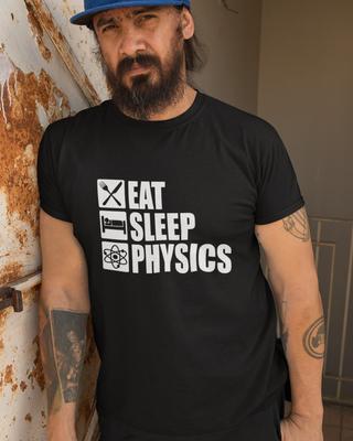EAT SLEEP PHYSICS - T-SHIRT - E=MC2 Einstein Science Particle Atom Higgs Boson Unisex T-Shirt