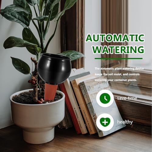 BTBHIHO 500ml Self-Watering Globes, 4-Pack Automatic Plant Watering Bulbs, ABS Drip Irrigation Spikes for Indoor Outdoor Potted Plants, Black
