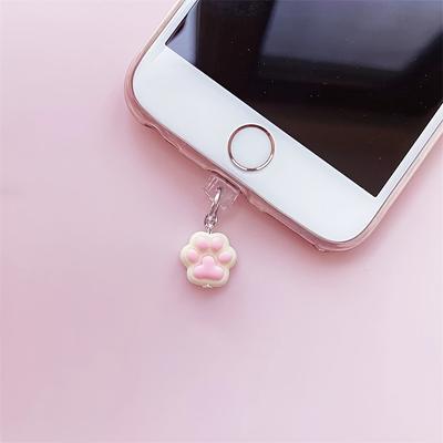 Charmante Leuke Roze Kattenpoot Telefoonhanger, Kawaii Roze Hondepoot Stofplug, Rubberen Oplaadpoort Stofplug voor Mobiele Telefoon, Stofplug voor Koptelefoon Jack