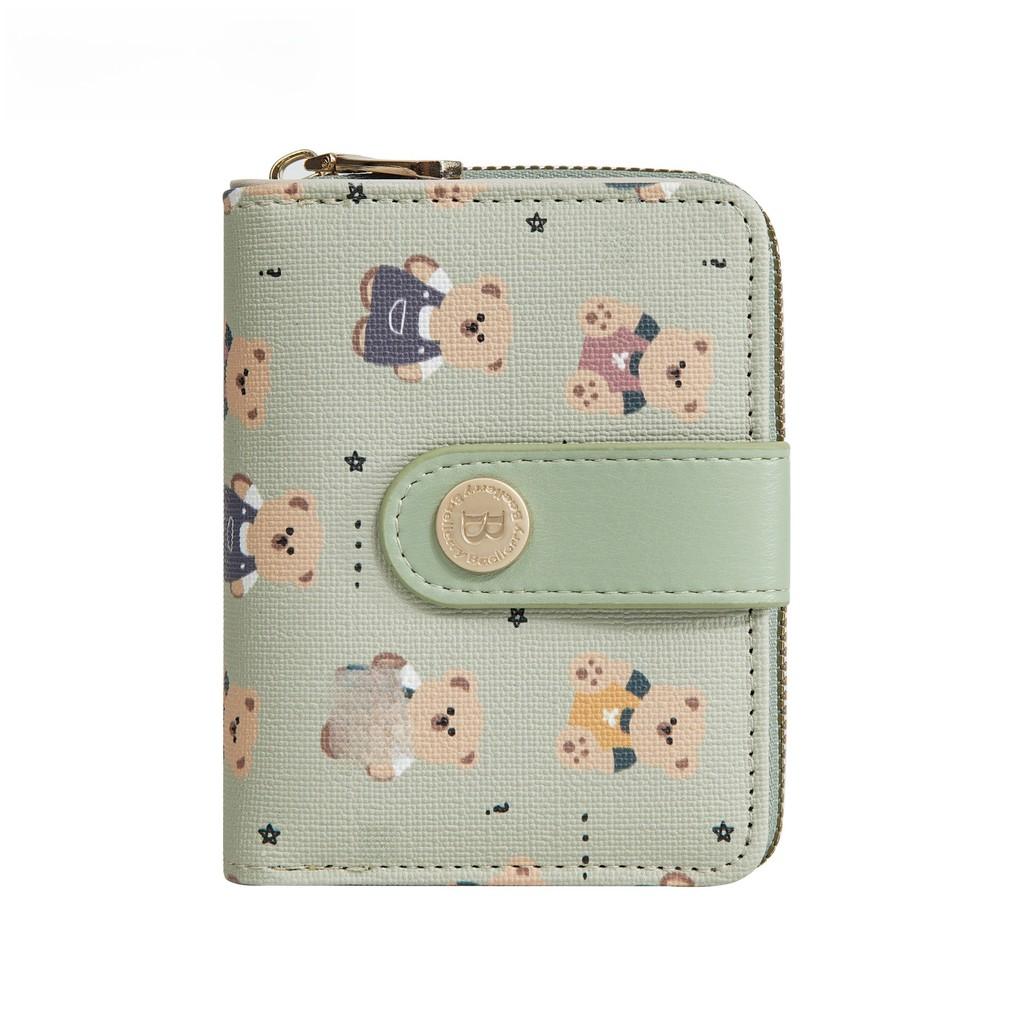 Bear Pattern Print Ladies Wallet Card Case Made Of Pu With Antitheft Features For Women