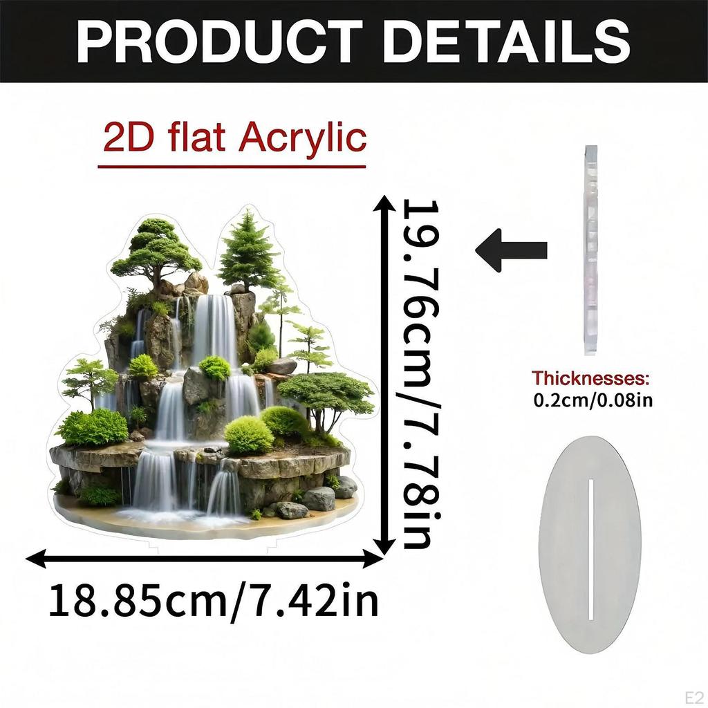 2D Tabletop Water Decor Indoor Waterfall Decoration Holiday Acrylic Desktop Plaque for Table Bedroom