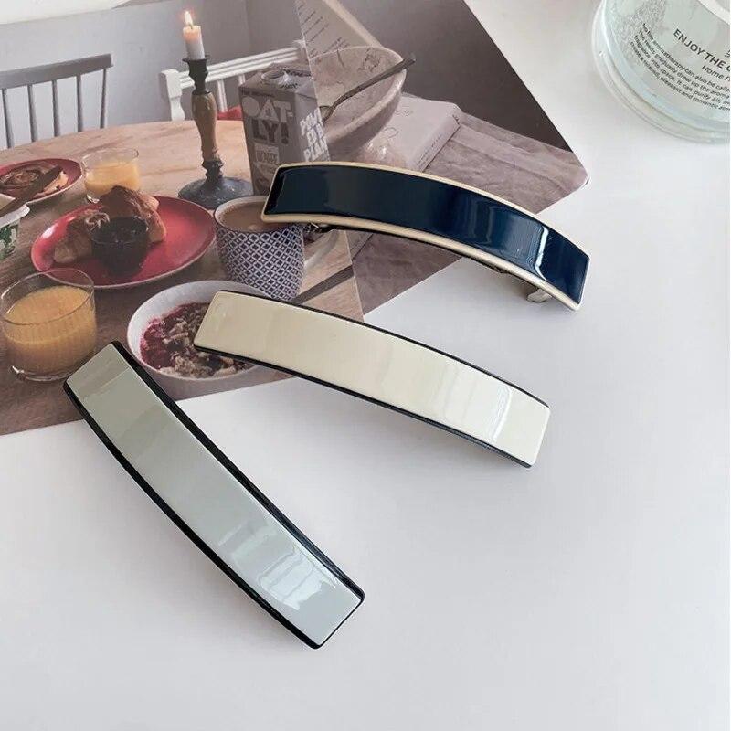 Elegantní acetátová jednobarevná pružinová spona Vintage Jednoduchá spona do vlasů na culík Vlasová spona Sponky do vlasů Ženy Vlasové doplňky Dárek