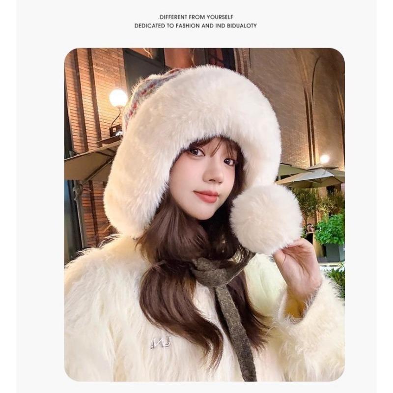 Women S Cute Plush Knit Winter Hat Earmuff Warm Lei Feng Hat
