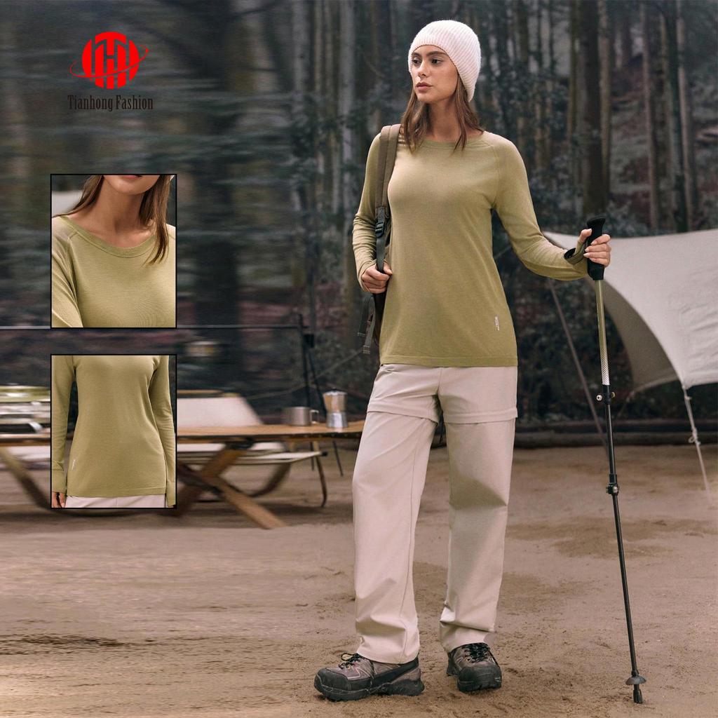 Women's Quick-Dry Color Block Long Sleeve T-shirt for Outdoor Activities