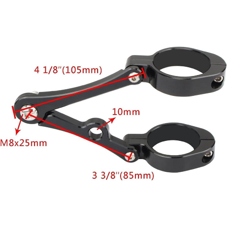 33mm-58mm Uchwyt Reflektora Mocowanie Zacisk Rura Lagowa Uchwyt Lampy 54mm 49mm 45mm 41mm 37mm Motocykl Bobber Cafe Racer Uniwersalny(Pasuje do 45-49mm Czarny)