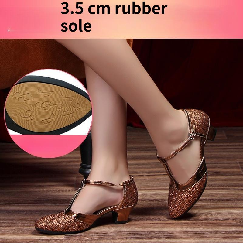 Women's Adult High-Heel Ballroom Dance Shoes with Soft Soles for Outdoor Use