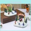 Resin Rotating Seesaw Music Box Snow Scene With Christmas Decor For Holiday Gifts And Ornament Display