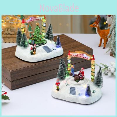 Resin Rotating Seesaw Music Box Snow Scene With Christmas Decor For Holiday Gifts And Ornament Display