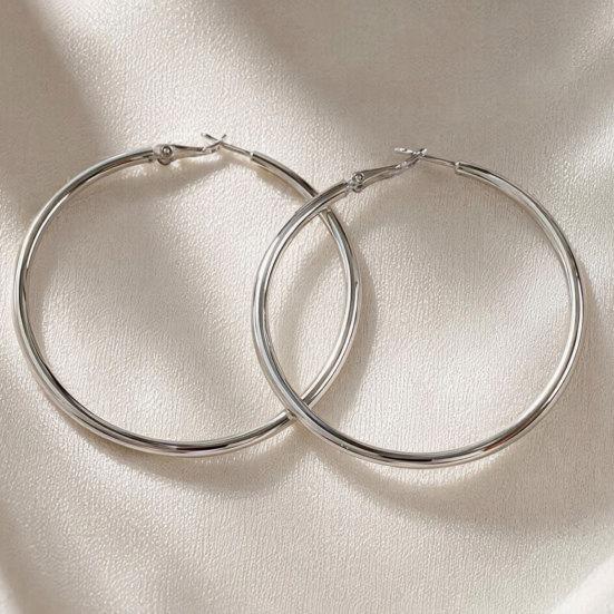 1 Pair Thick Chunky Hoop Earrings for Women, Large Round Circle Hooped Earrings, Hypoallergenic Lightweight Jewelry Gift