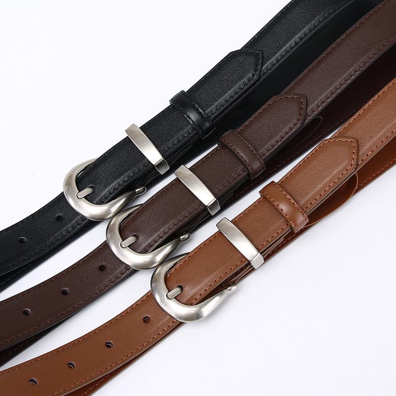 Simple And Fashionable Versatile First-Layer Cowhide Belt Women'S Leather Pin Buckle Light Luxury High-End Casual Pants Belt Women'S Models
