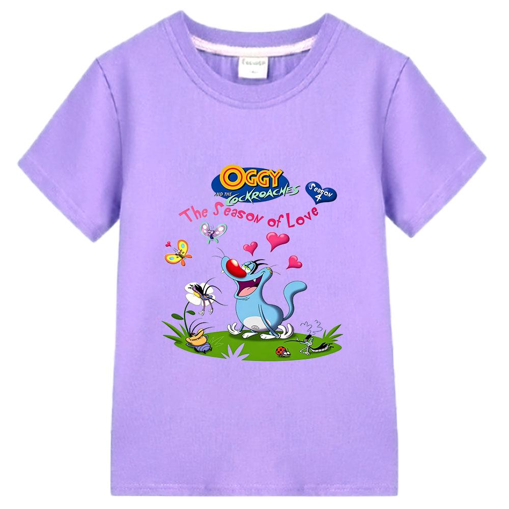 Children's T-Shirt Oggy and The Cockroaches 100% Cotton Cartoon Print Retro Tee Cute Kids Casual O-Neck Short Sleeve Summer Wear