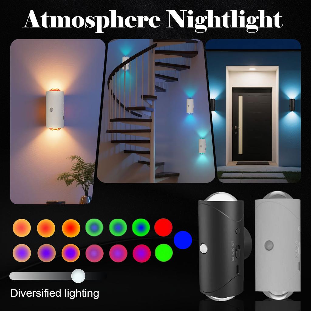 Adjustable Night Light With Motion-activated LED Lamp And Wall-mounted Base, Rechargeable, Suitable For Corridors, Bathrooms And Bedrooms.