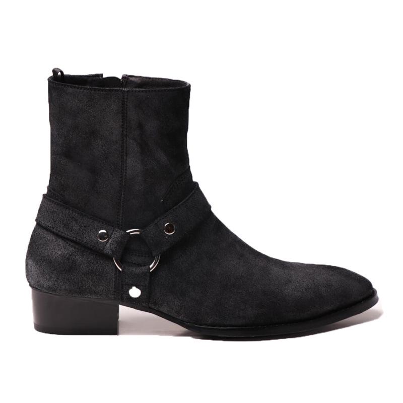Cross-border Men s Retro Chelsea Boots: European Pointed Toe with Buckle. 42