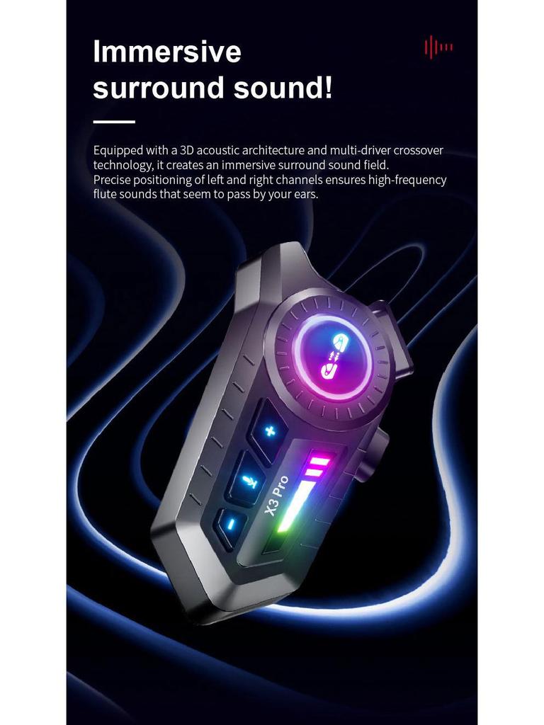 X3 X3PRO Bluetooth Noise-Canceling Motorcycle Helmet Earphones - Waterproof with Long Battery Life.