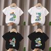 Different Car Print Birthday Number Bow Kids T Shirt Girls Clothes Funny Baby Boys Short Sleeve T-Shirts