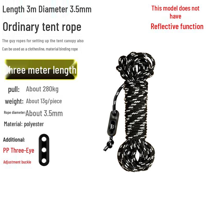 Reflective Wind Rope for Camping Tents - 4mm & 6mm Guy Rope